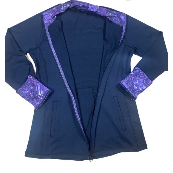 Danskin Black Full Zip Track Jacket – Purple Paisley Collar & Cuffs (Size M) - Picture 3 of 6